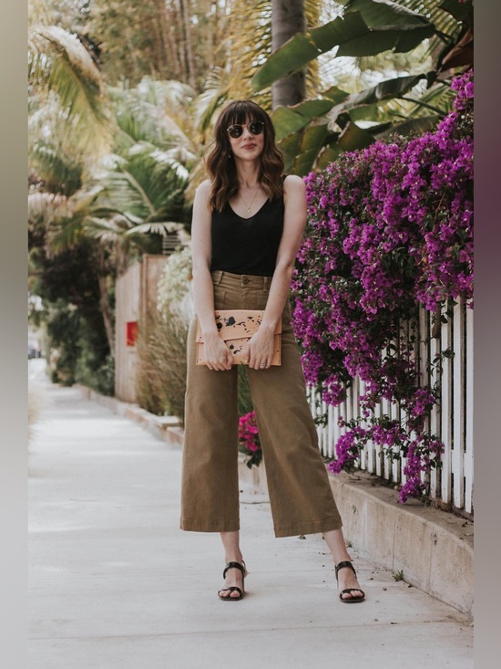 Everlane Pants - Everlane Olive High-Rise Wide Crop Pants
